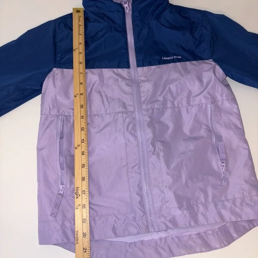 Lands End Kids Colorblock Full-Zip Hooded Jacket size S (7)